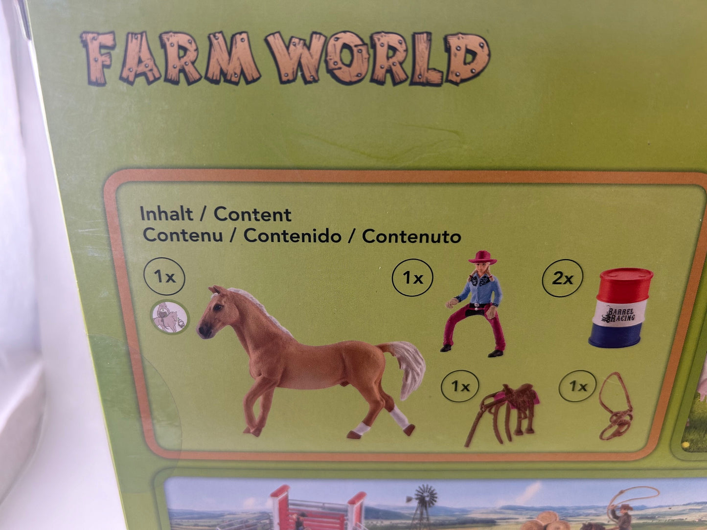 Schleich Farm World Barrel Racing with Cowgirl Set