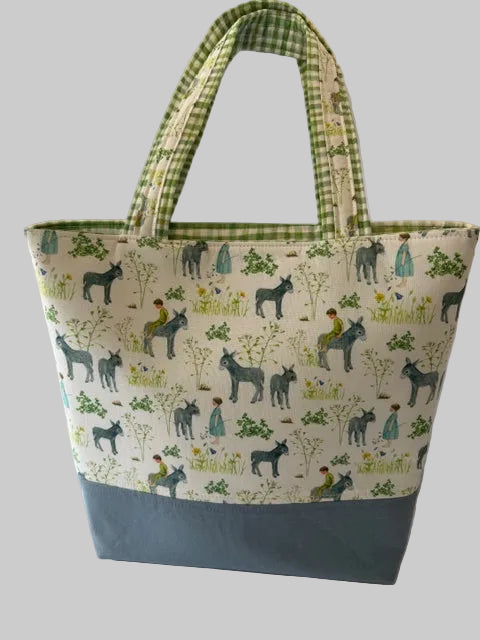 Reusable Cotton Tote Bag with Sweet Donkey Print